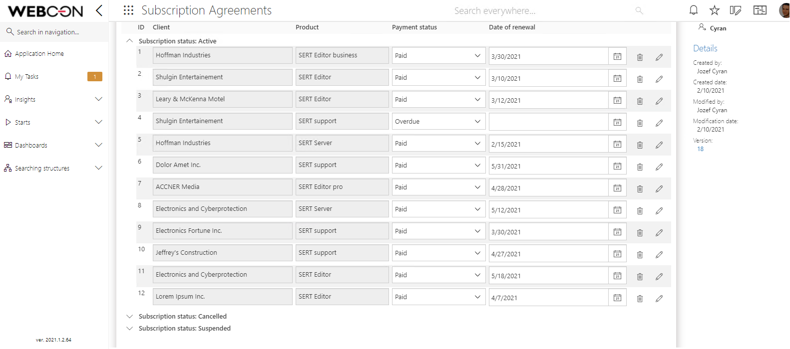 The image shows the apperance of the item list at the Payment Review step