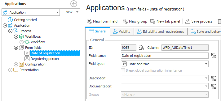 The image shows the form field ID