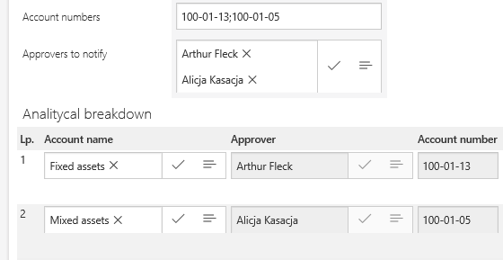 The image shows users in the "Approvers to notify" form field