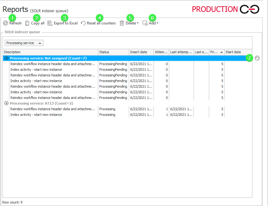 The image shows the possible option in the SOLR report