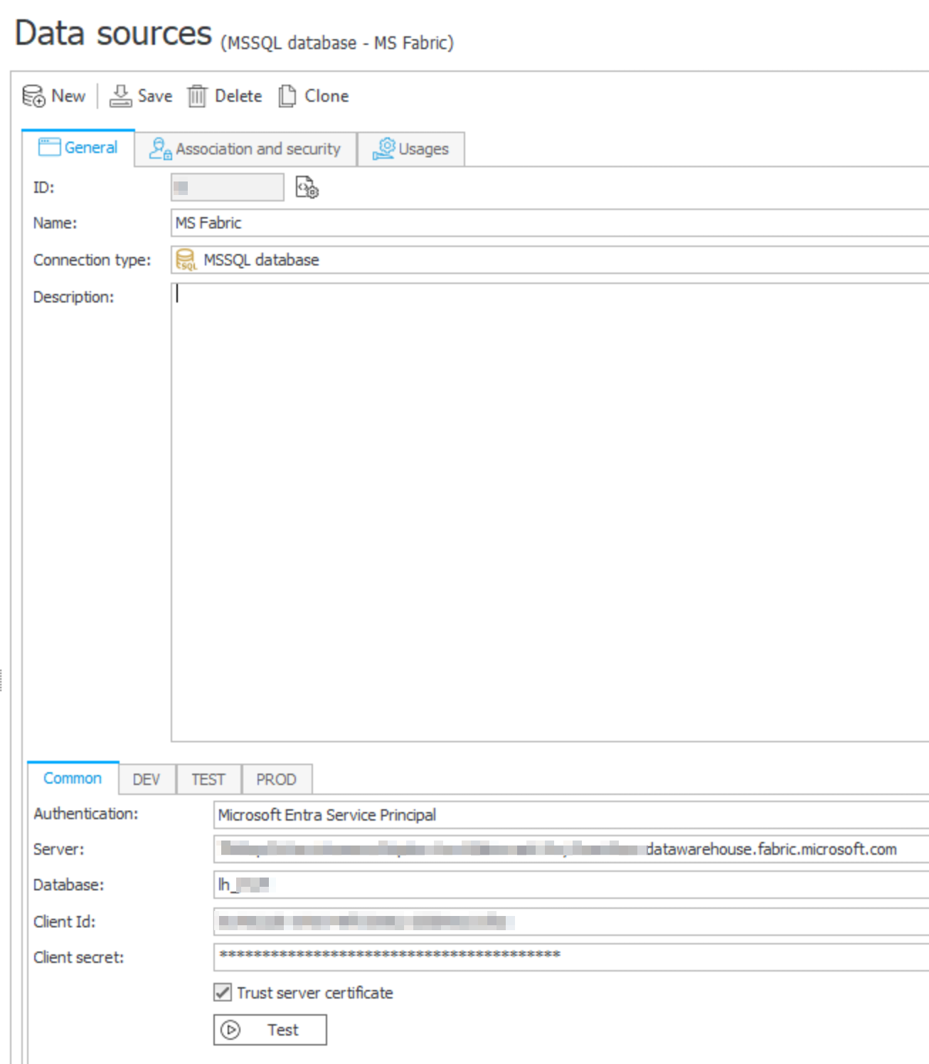 WEBCON SQL MS Fabric connection